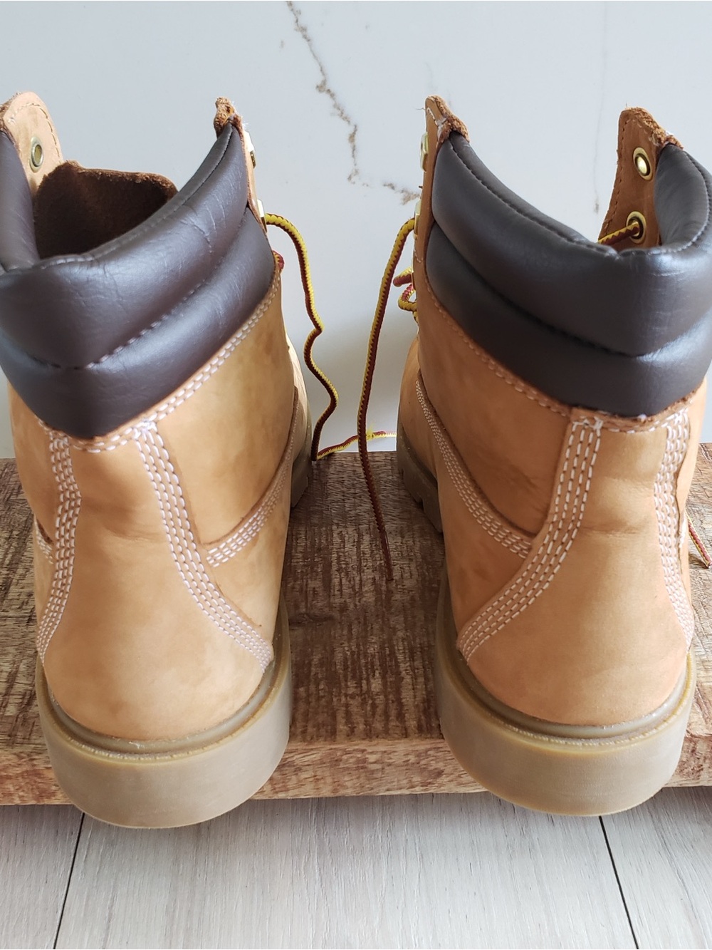 Timberland Wheat/Tan Lace-Up Work Boots with Padded Collar - Picture 3 of 7